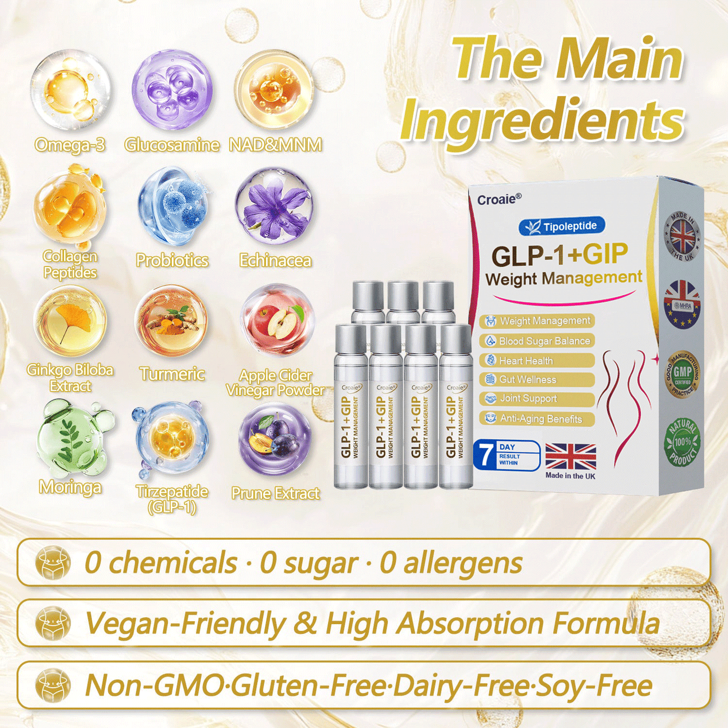 MHRA 🇬🇧 | Official UK👨‍⚕️ Store — Croaie® Telportide Oral Solution, GIP and GLP-1 Dual-Action Weight Loss Solution, One Bottle Daily, Results in 7 Days🌻